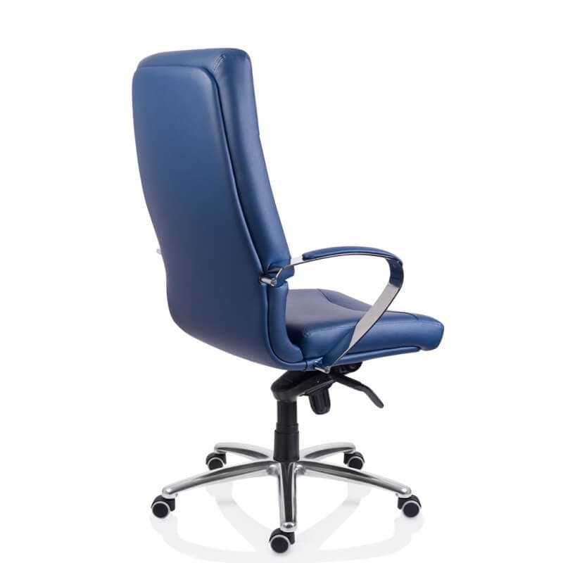 Scaun directorial 5600 SETT Albastru, piele eco, mecanism multibloc, brate cromate tapitate - Image 3
