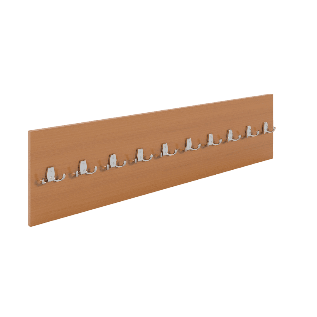 Cuier Perete Scolar si Birou cu 10 Agatatori Duble, 1100x220, Culoare cires