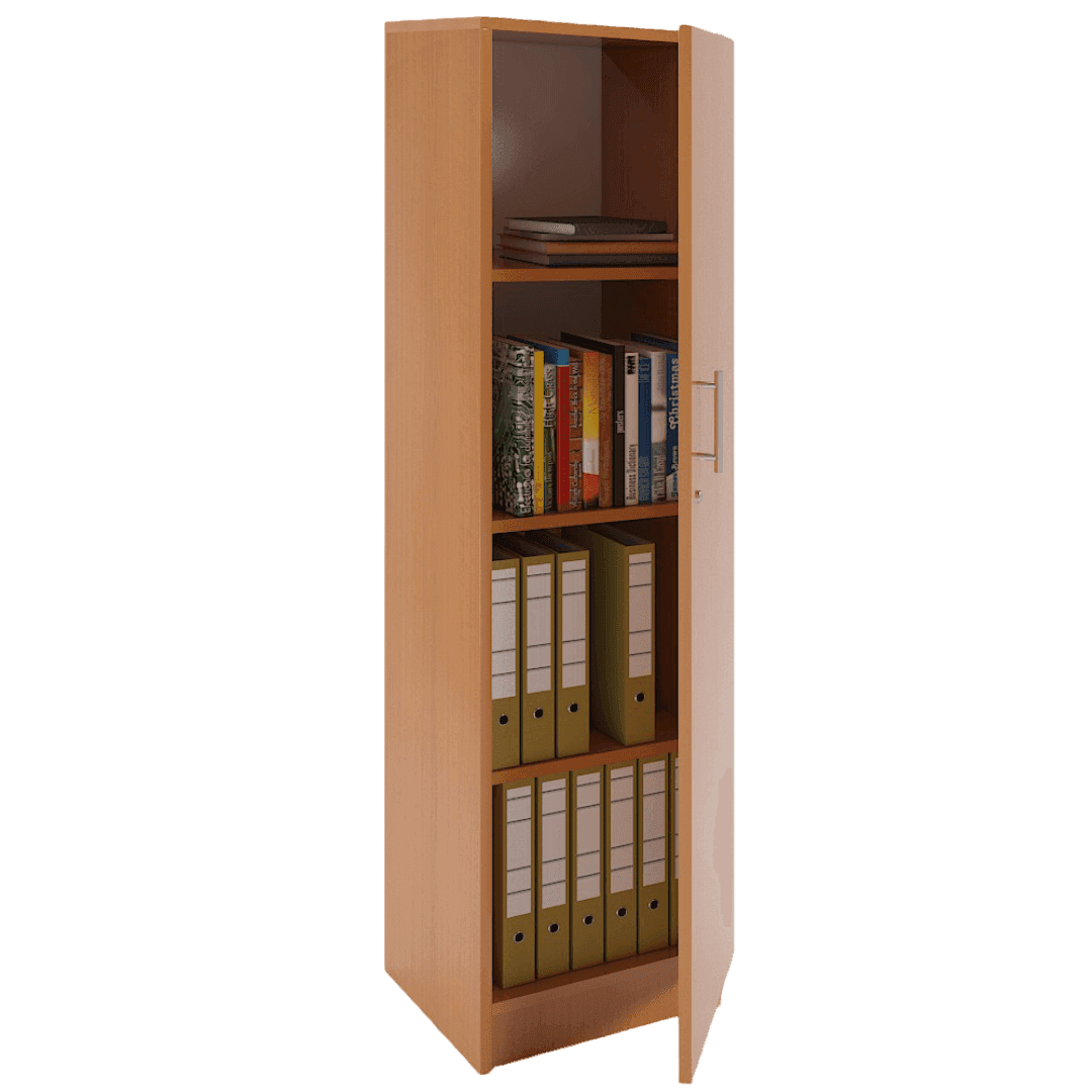 Dulap birou ingust 4 spatii depozitare 400x400x1550, Culoare cires