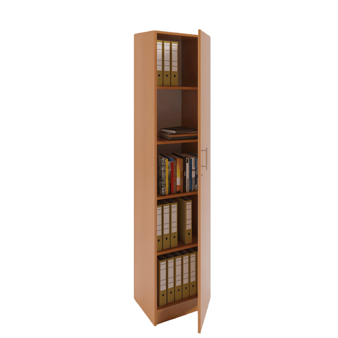 Dulap birou ingust, 5 spatii depozitare, 400x400x1900, Culoare cires