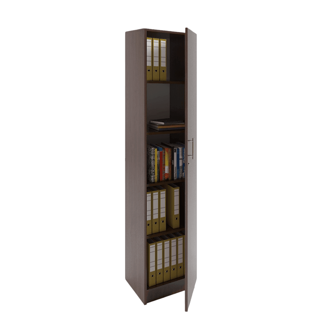 Dulap birou ingust, 5 spatii depozitare, 400x400x1900, Culoare wenge