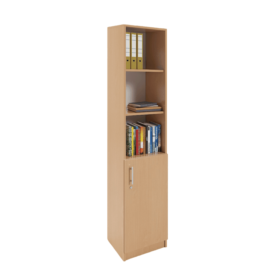 Dulap birou ingust, 5 spatii depozitare, usa inferioara 400x400x1900, Culoare fag 