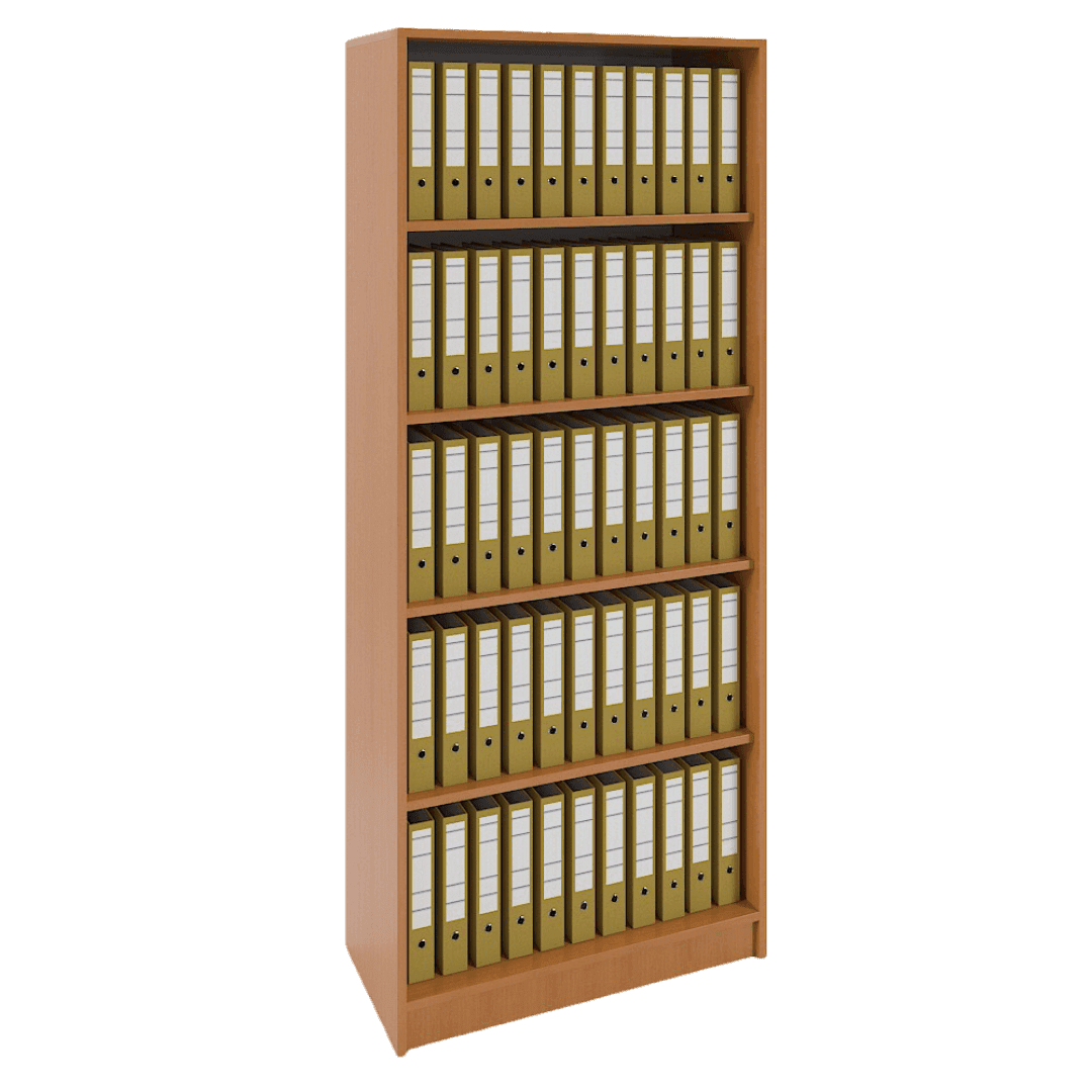 Etajera depozitare arhivare documente, 5 spatii, 800x380x1900, Culoare cires