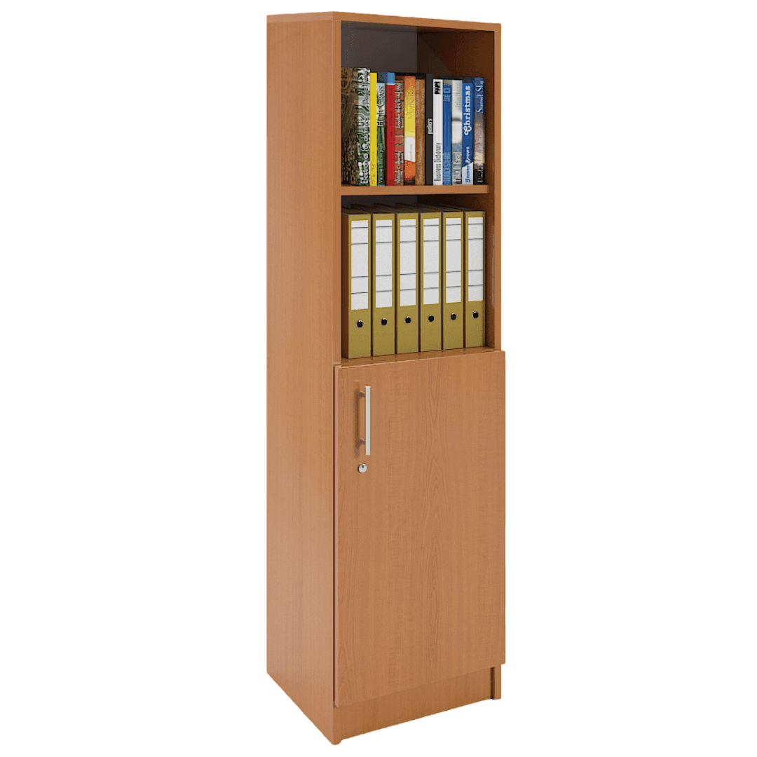 Dulap birou ingust usa inferioara si 4 spatii depozitare 400x400x1550, Culoare cires