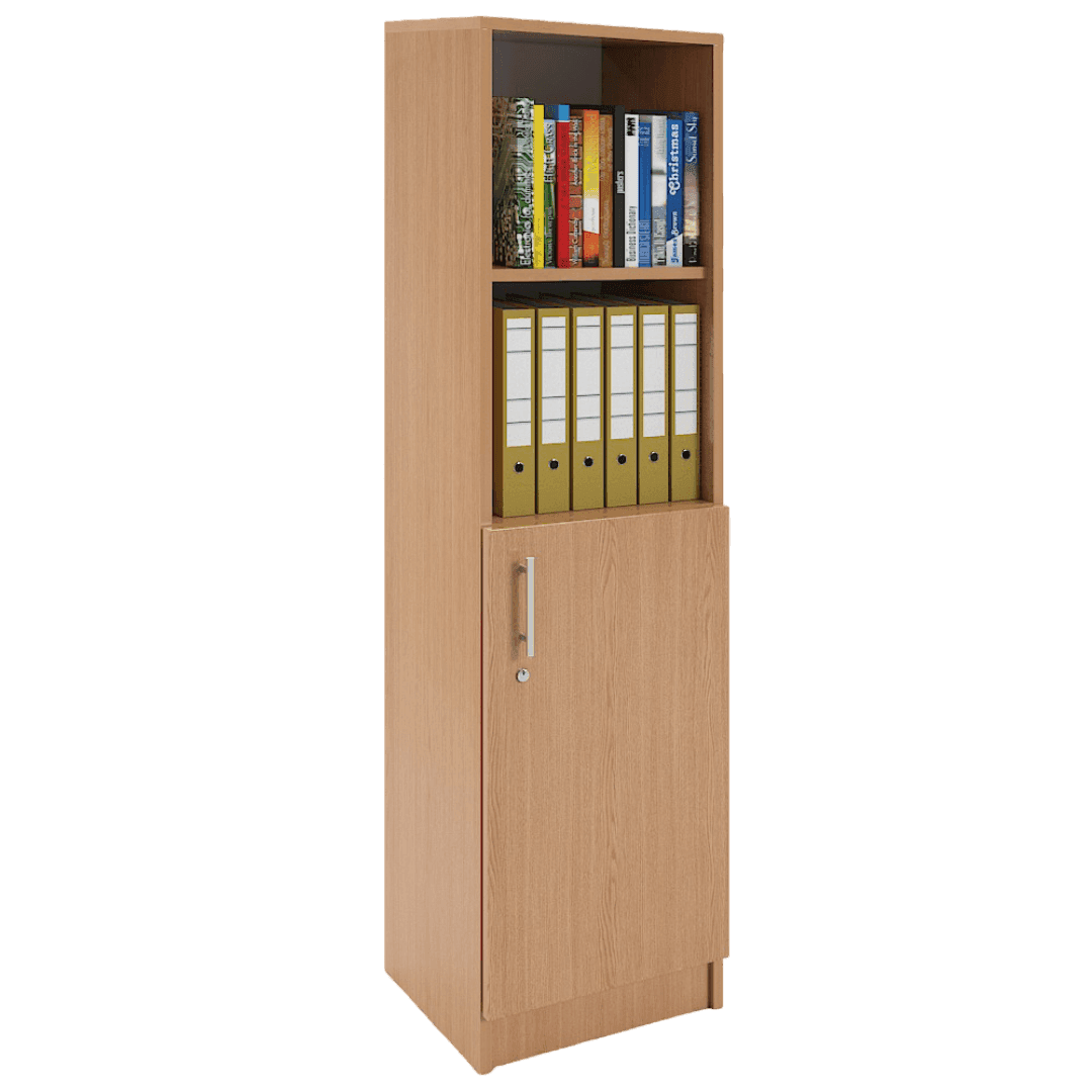 Dulap birou ingust usa inferioara si 4 spatii depozitare 400x400x1550, Culoare stejar