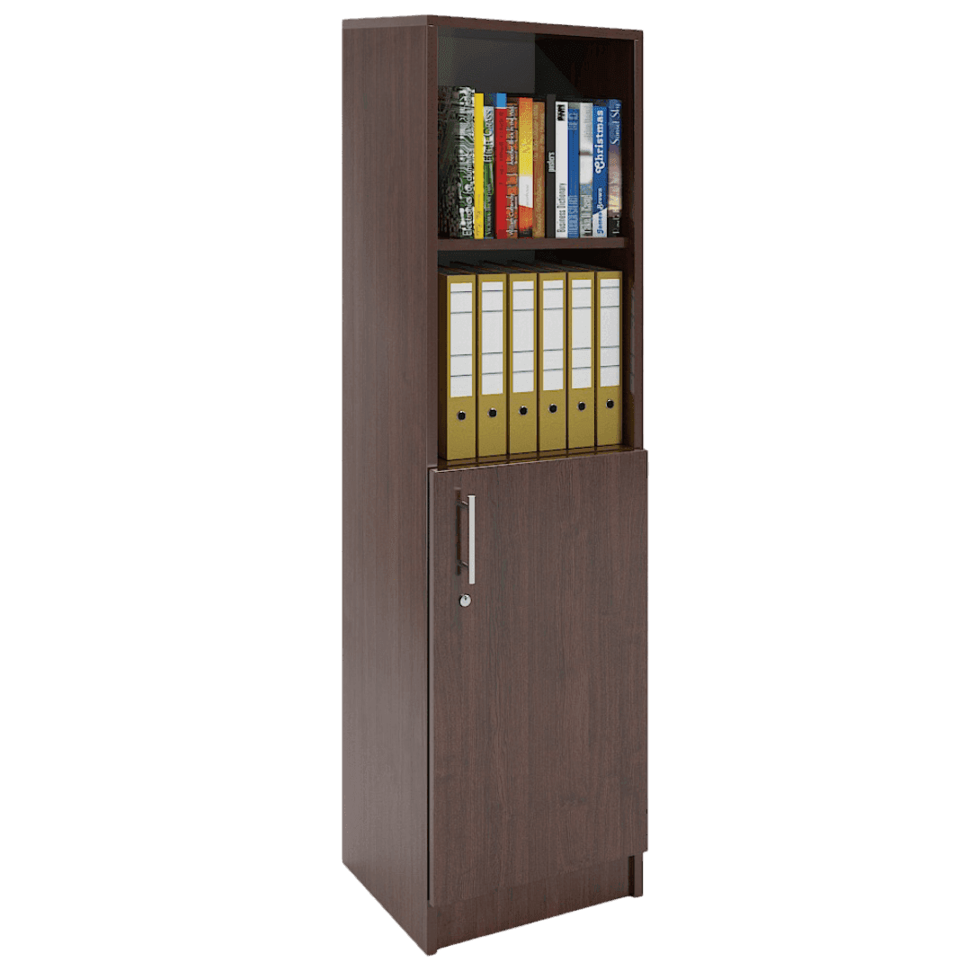 Dulap birou ingust usa inferioara si 4 spatii depozitare 400x400x1550, Culoare wenge