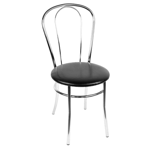 Scaun bucatarie, Neco, piele eco, cadru cromat, Negru - Image 2