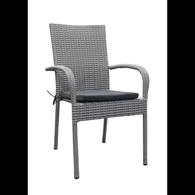 Scaun Otel si Imitatie Ratan gri cu Perna 64x56x94