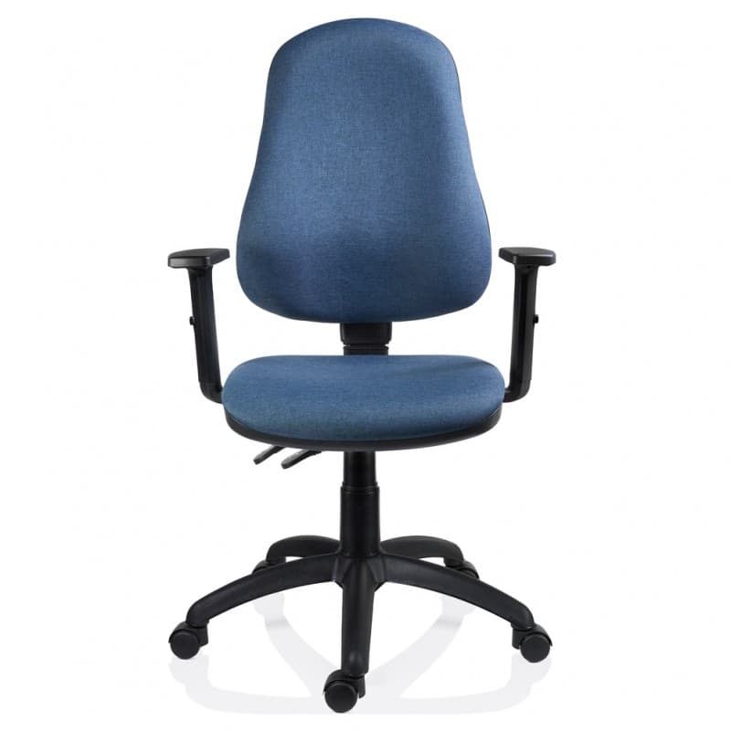 Scaun ergonomic rotativ Xenia Albastru textil cu brate - Image 2