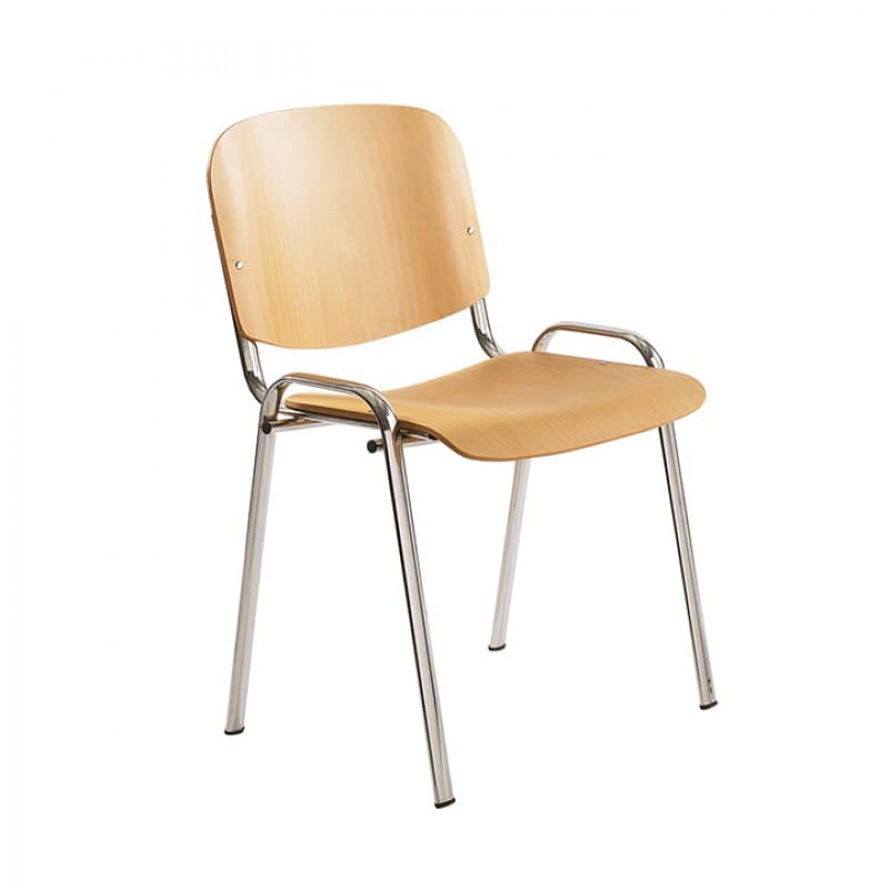 Scaun vizitator lemn stratificat, cromat