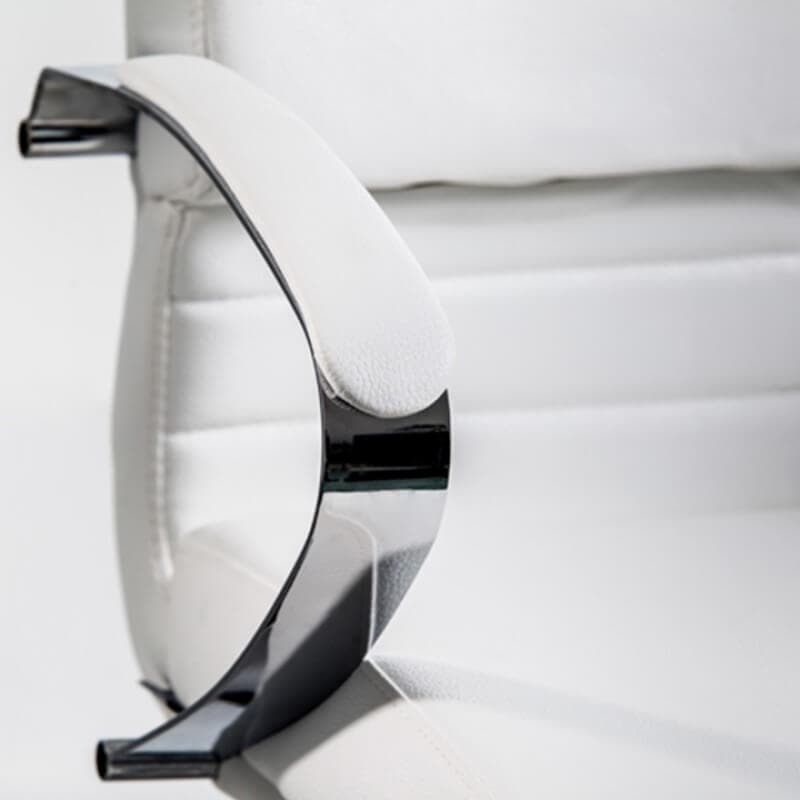 Scaun directorial 5600 SETT Alb, piele eco, mecanism multibloc, brate cromate tapitate, baza aluminiu - imaginea 2