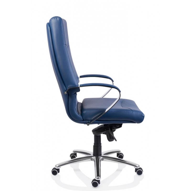 Scaun directorial 5600 SETT Albastru, piele eco, mecanism multibloc, brate cromate tapitate - imaginea 2