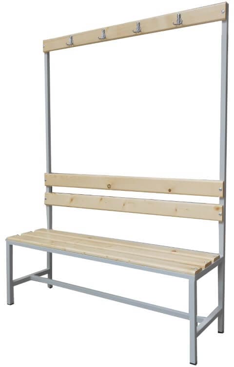 Banca vestiar cu spatar si cuier 1200x360x1600