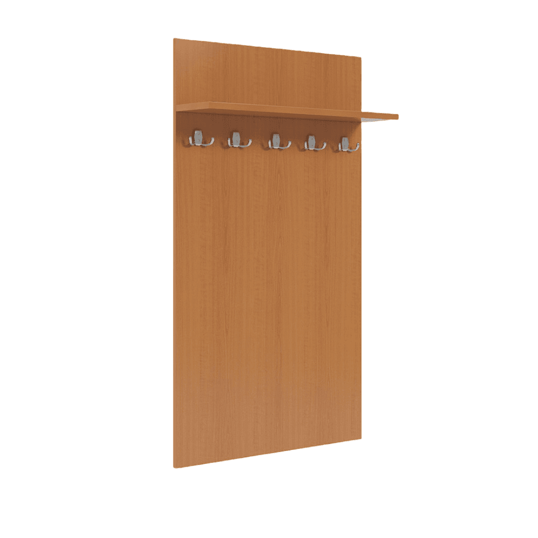 Cuier Panou Birou si Scolar cu Polita, 5 Agatatori, 680x220x1200, Culoare cires