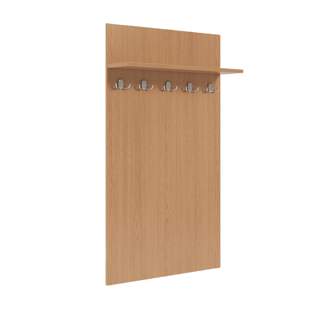 Cuier Panou Birou si Scolar cu Polita, 5 Agatatori, 680x220x1200, Culoare stejar