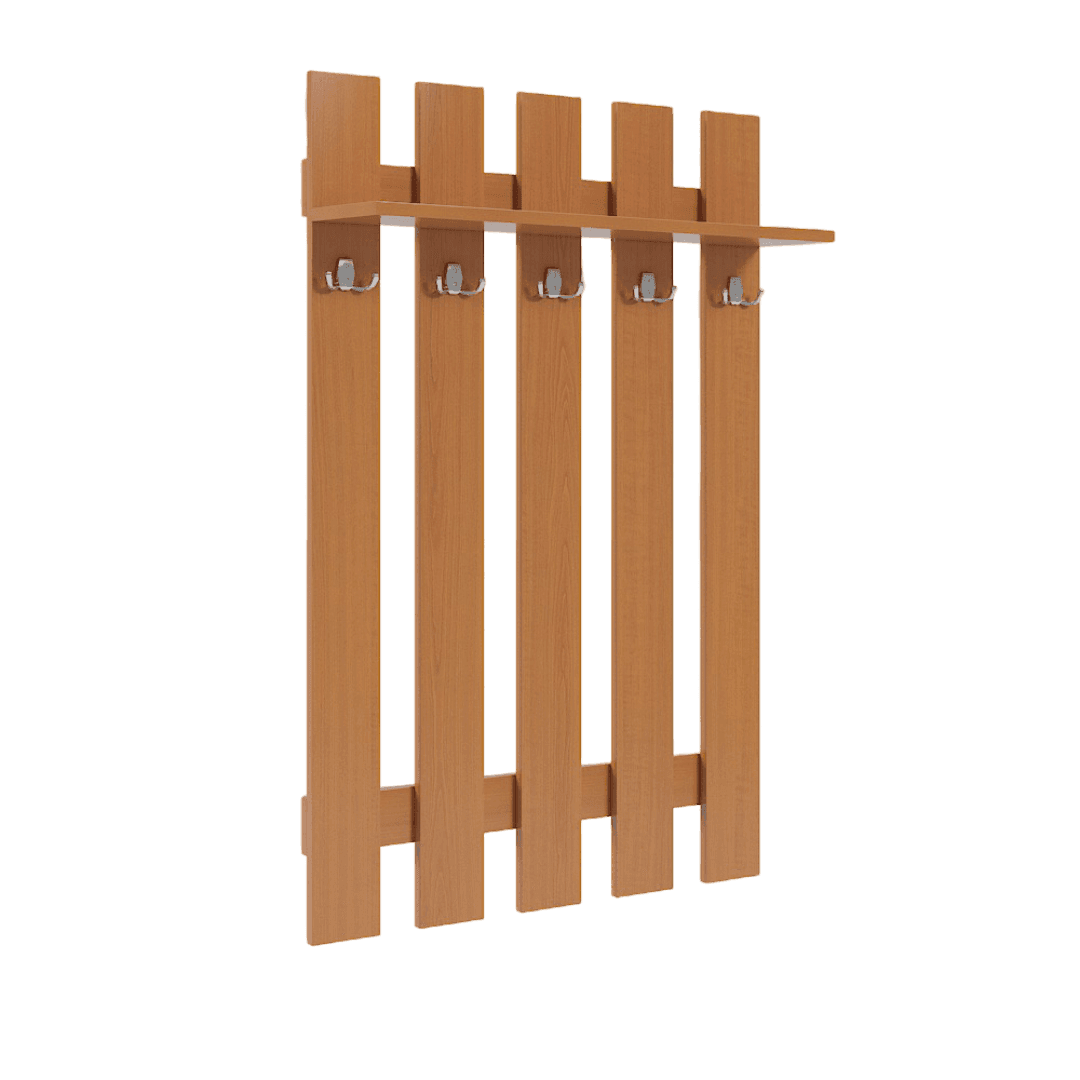 Cuier Panou Scolar si Birou cu Polita 5 Agatatori 740x220x1200, Culoare cires