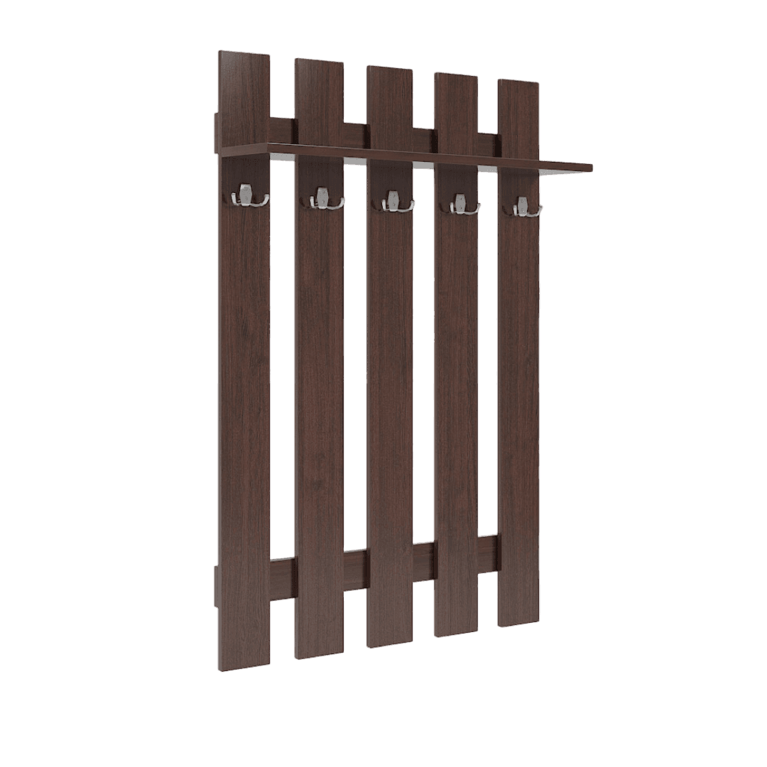 Cuier Panou Scolar si Birou cu Polita 5 Agatatori 740x220x1200, Culoare wenge