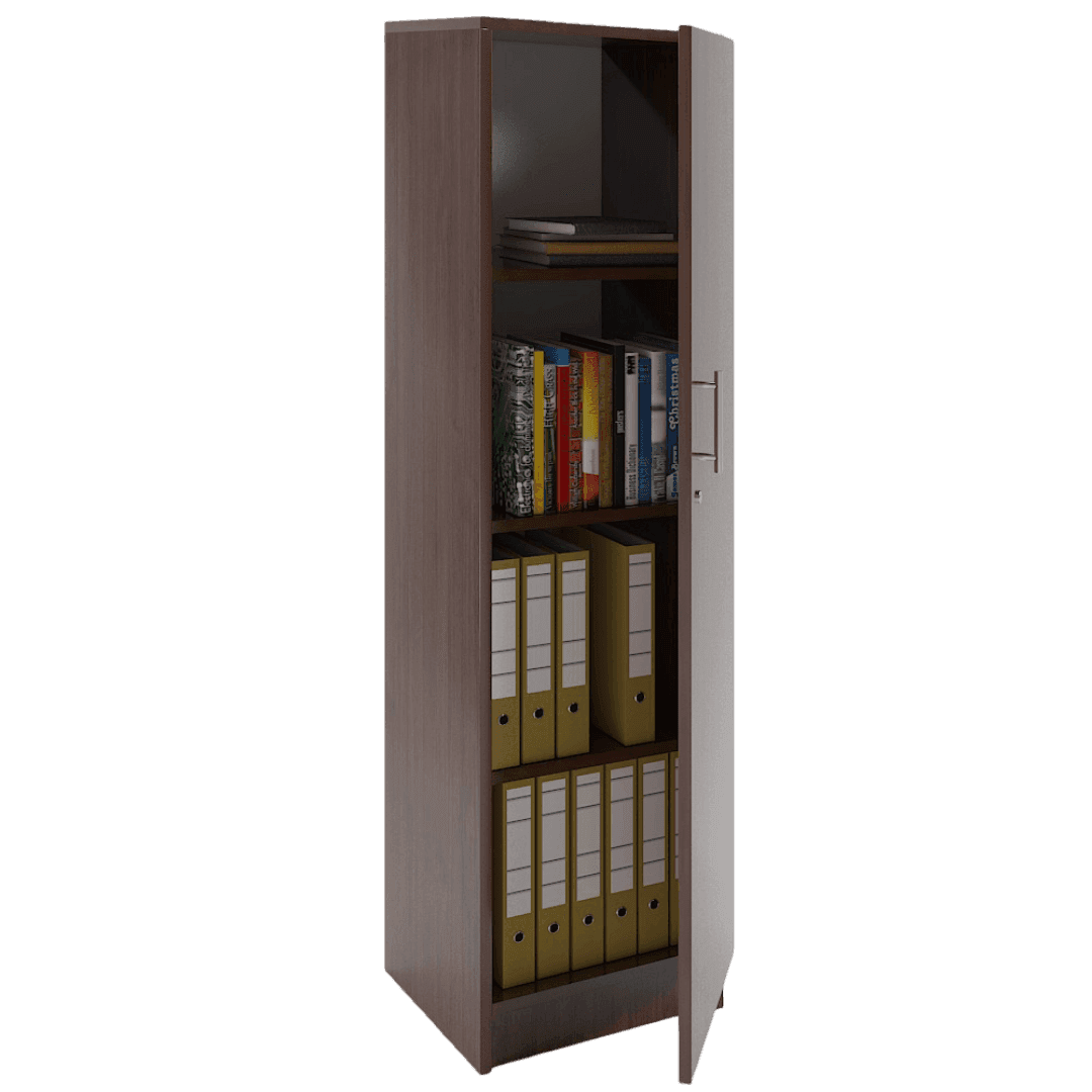 Dulap birou ingust 4 spatii depozitare 400x400x1550, Culoare wenge