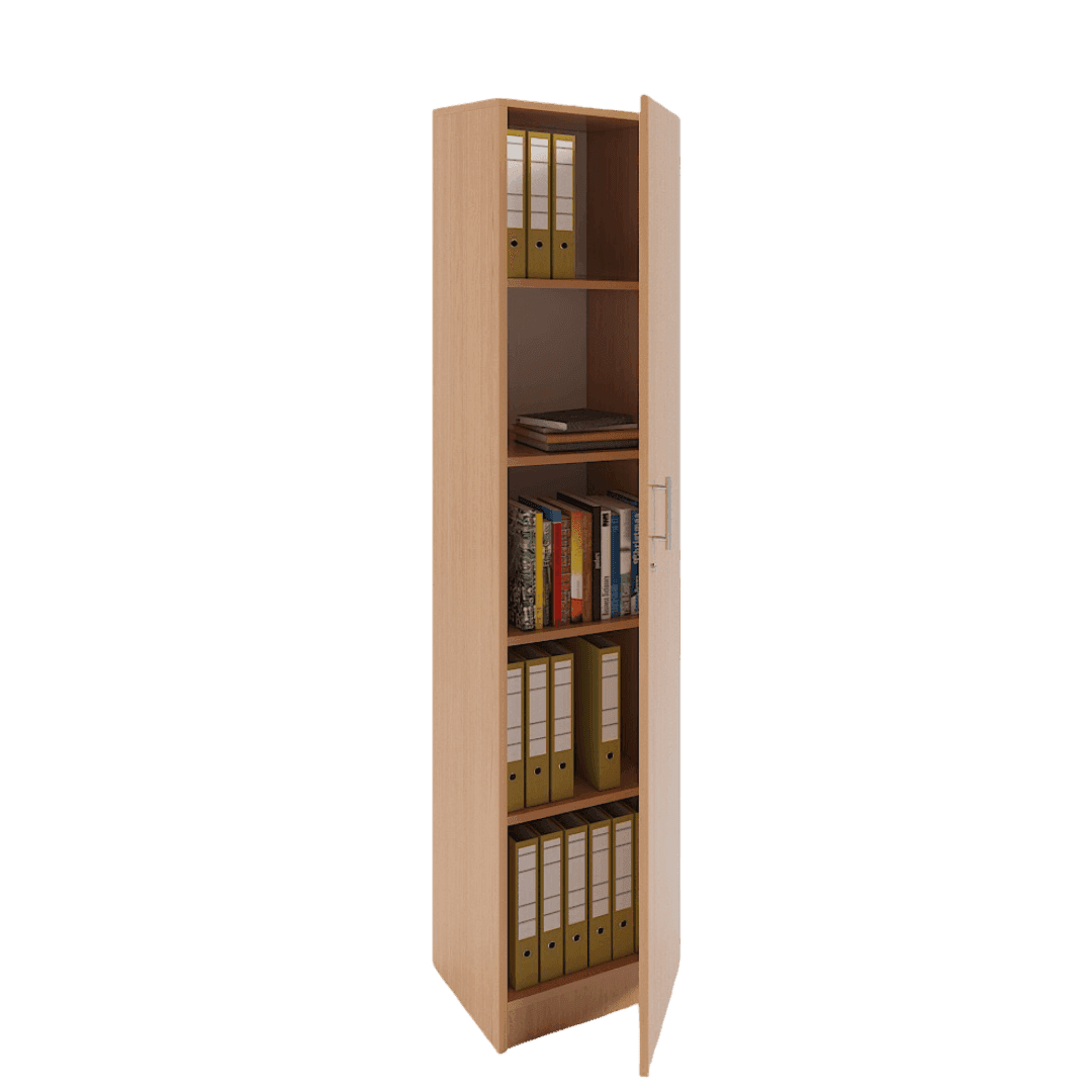 Dulap birou ingust, 5 spatii depozitare, 400x400x1900, Culoare stejar