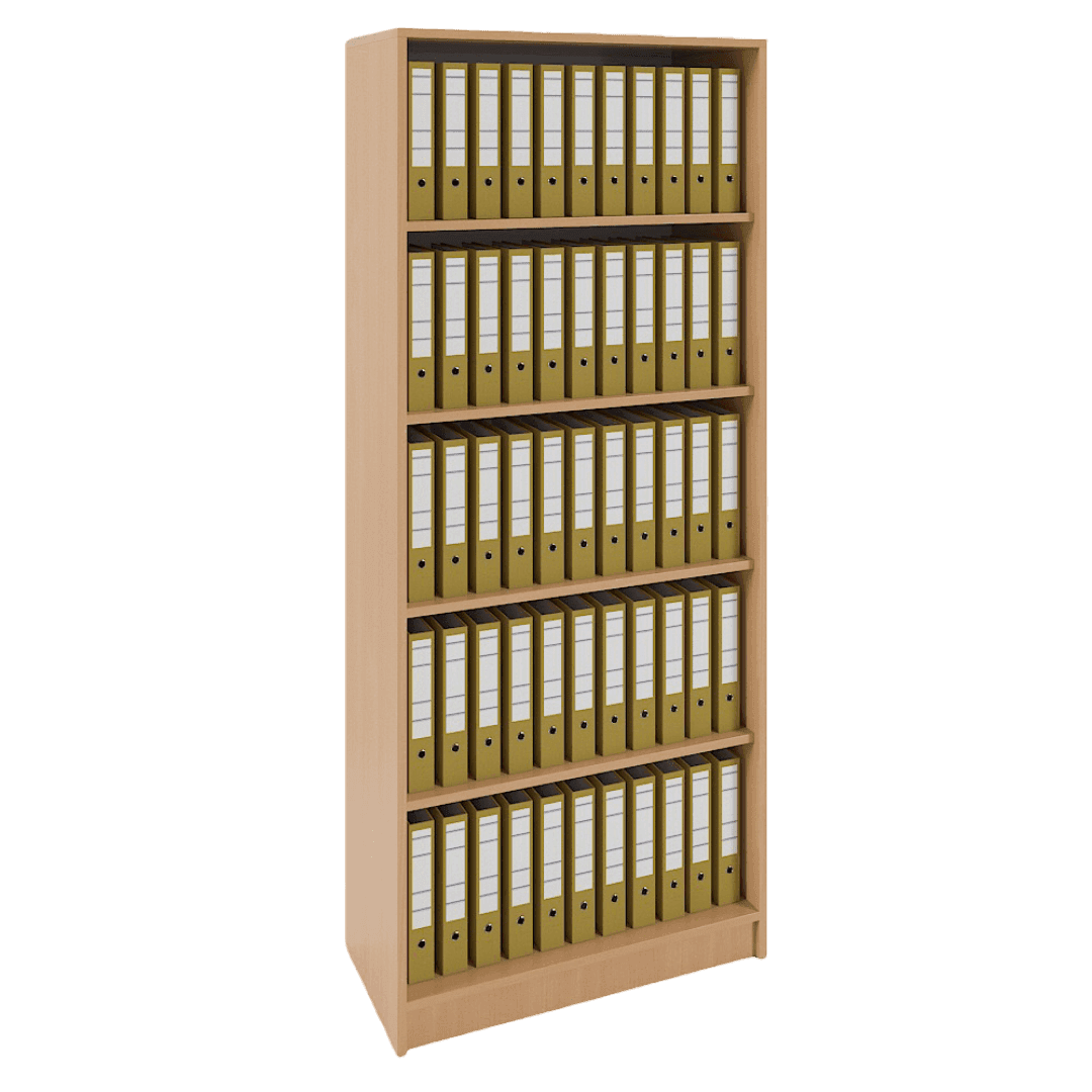 Etajera depozitare arhivare documente, 5 spatii, 800x380x1900, Culoare fag