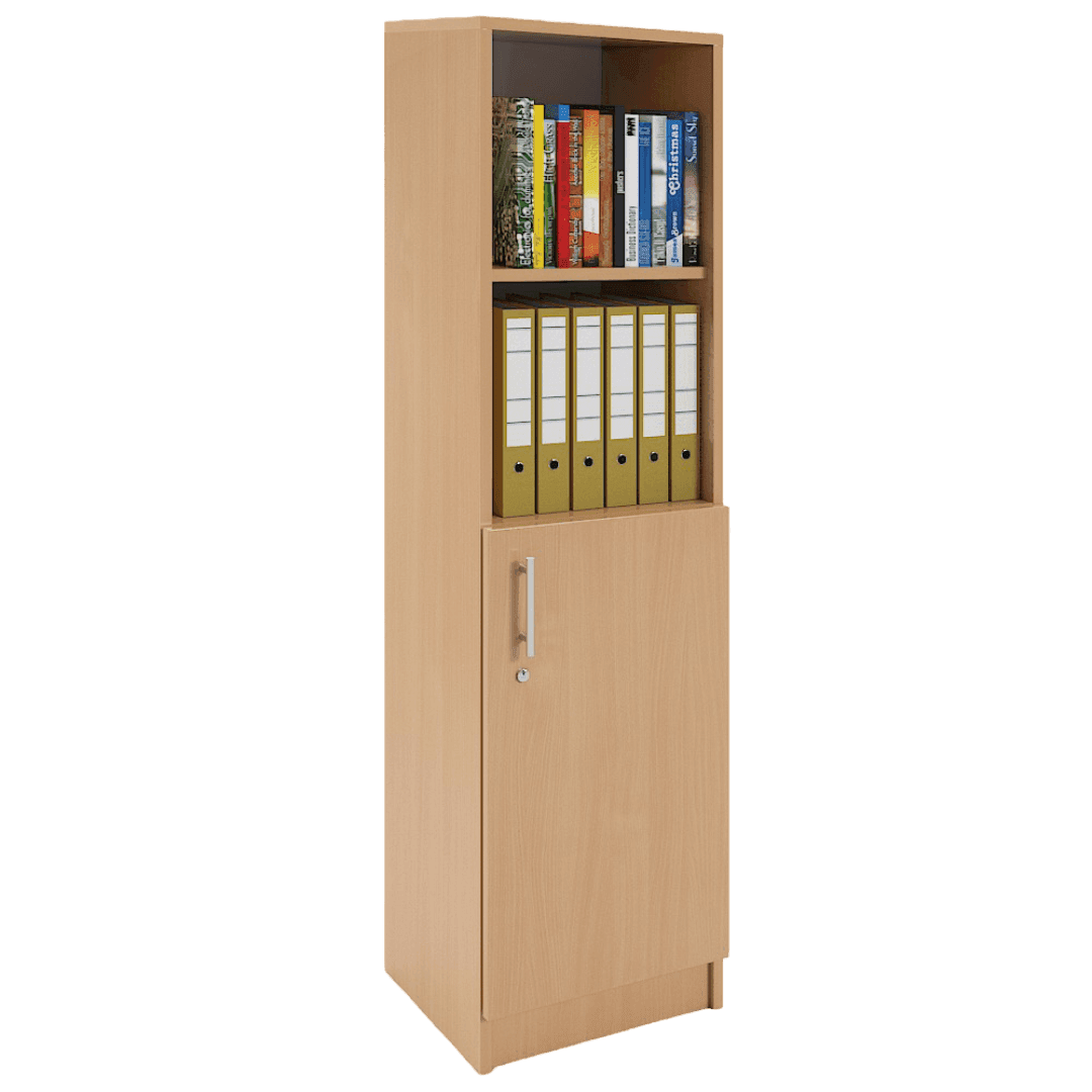 Dulap birou ingust usa inferioara si 4 spatii depozitare 400x400x1550, Culoare fag