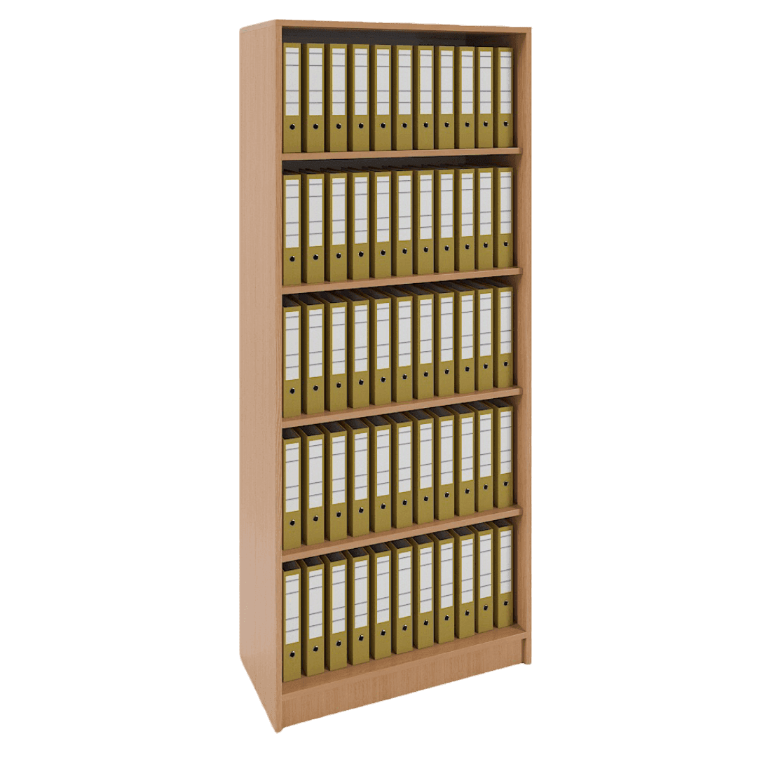 Etajera depozitare arhivare documente, 5 spatii, 800x380x1900, Culoare stejar