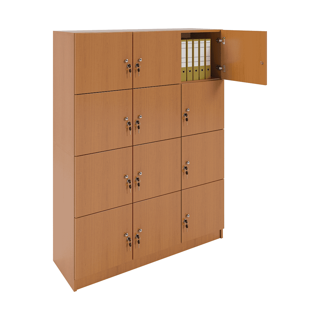 Dulap birou 12 compartimente (3x4) 1200x400x1600, Cireș - imaginea 2