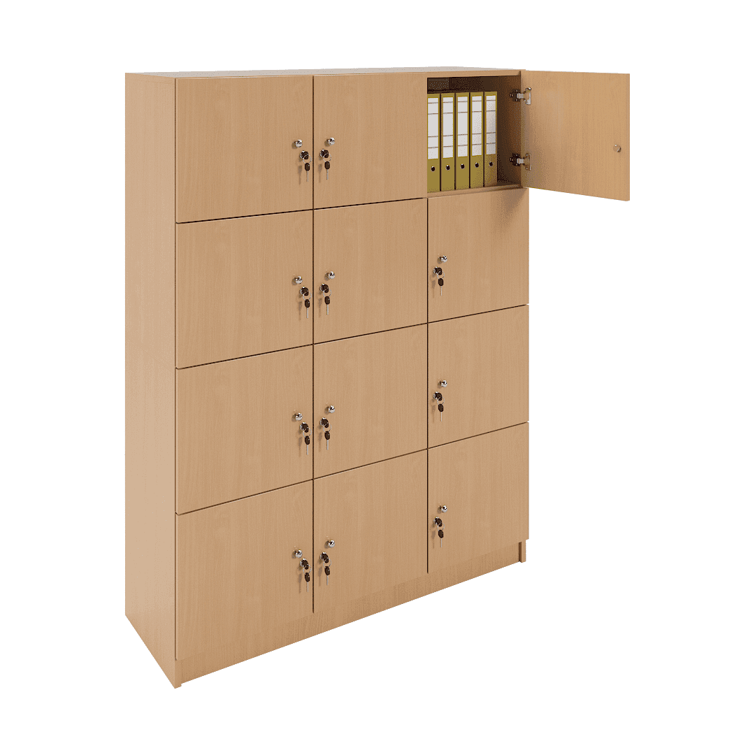 Dulap birou 12 compartimente (3x4) 1200x420x1600, Fag - imaginea 2
