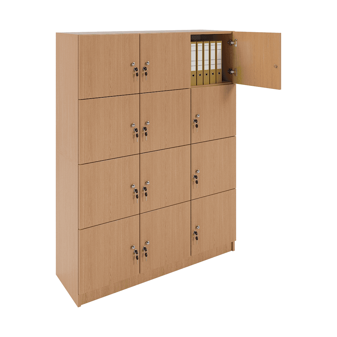Dulap birou 12 compartimente (3x4) 1200x420x1600, Stejar - imaginea 2