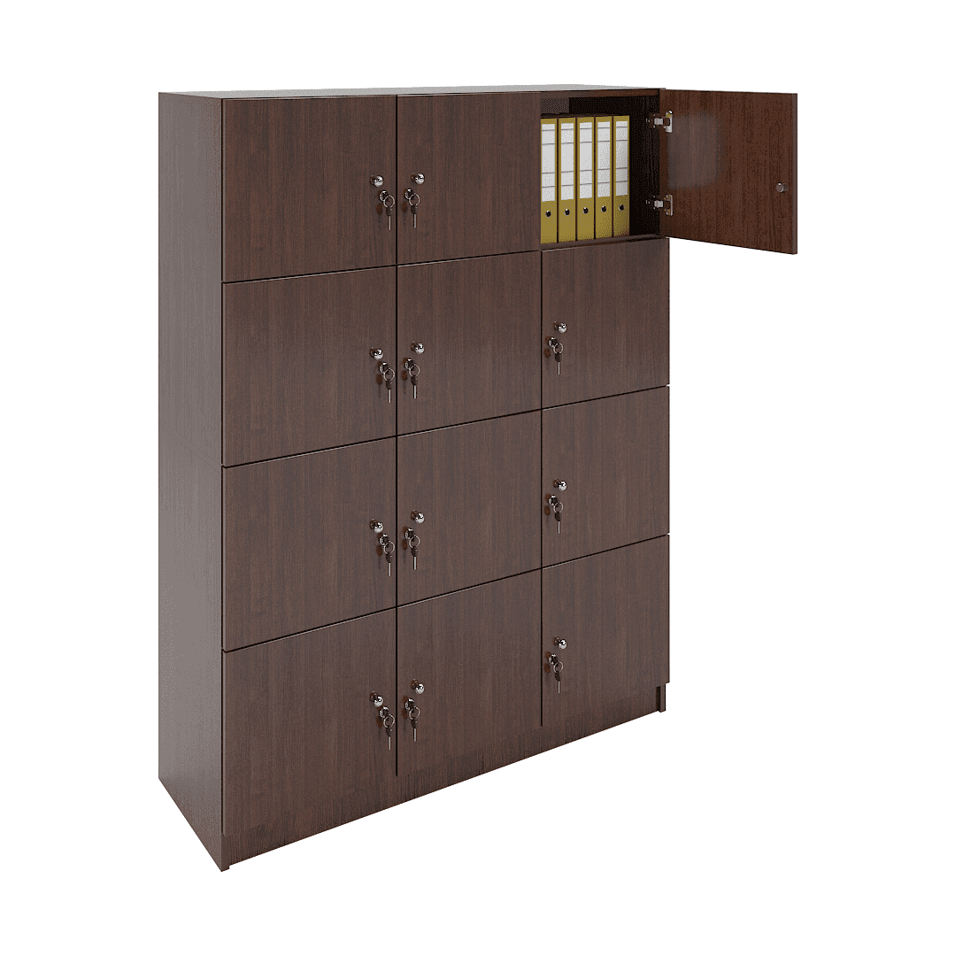 Dulap birou 12 compartimente (3x4) 1200x420x1600, Wenge - imaginea 2