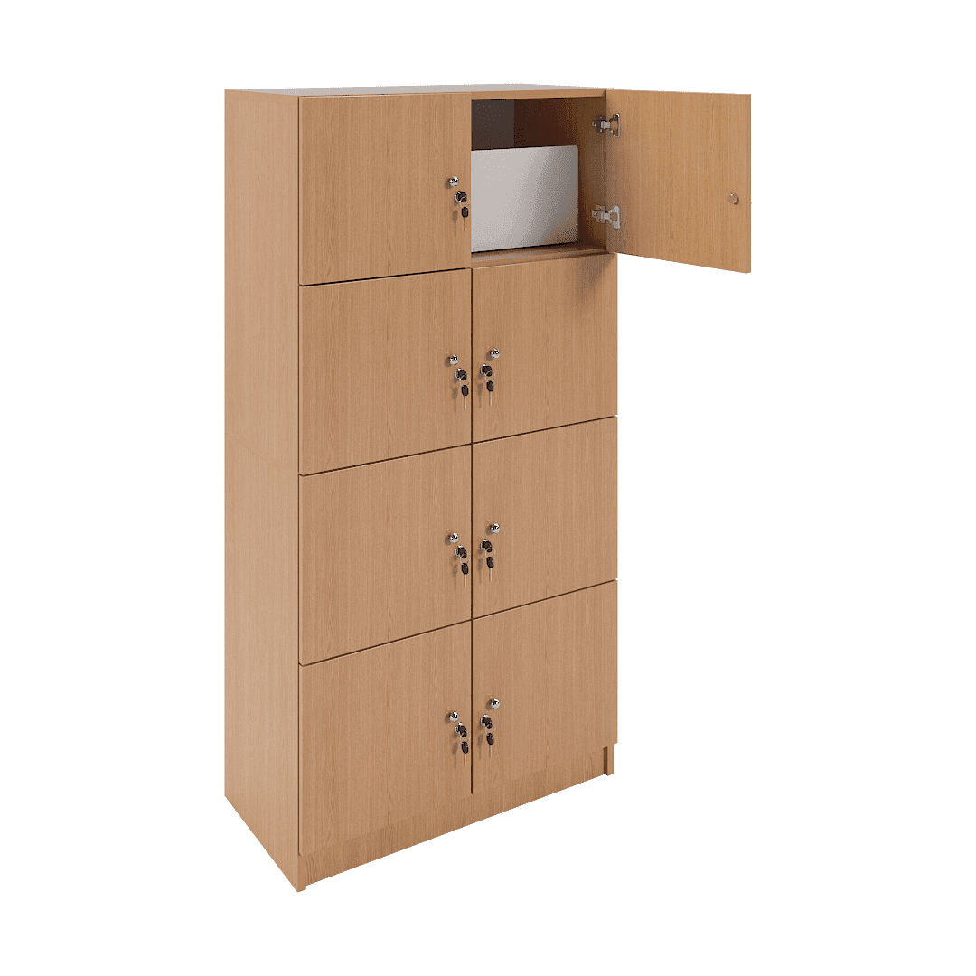 Dulap birou 8 compartimente (2x4) 800x420x1600, Stejar - imaginea 2