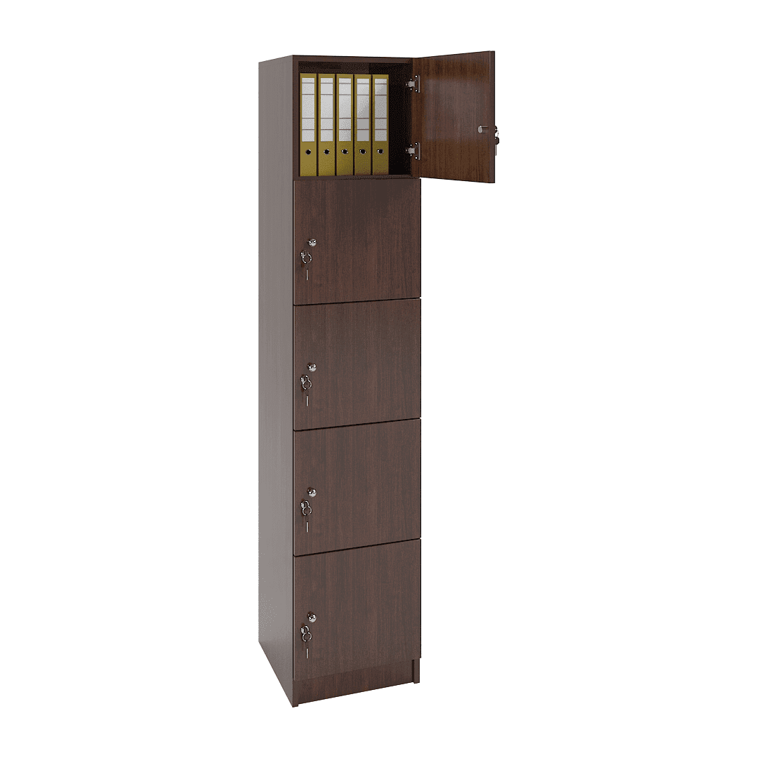 Dulap birou îngust 5 uși (1x5) 400x400x1900, Wenge - imaginea 2