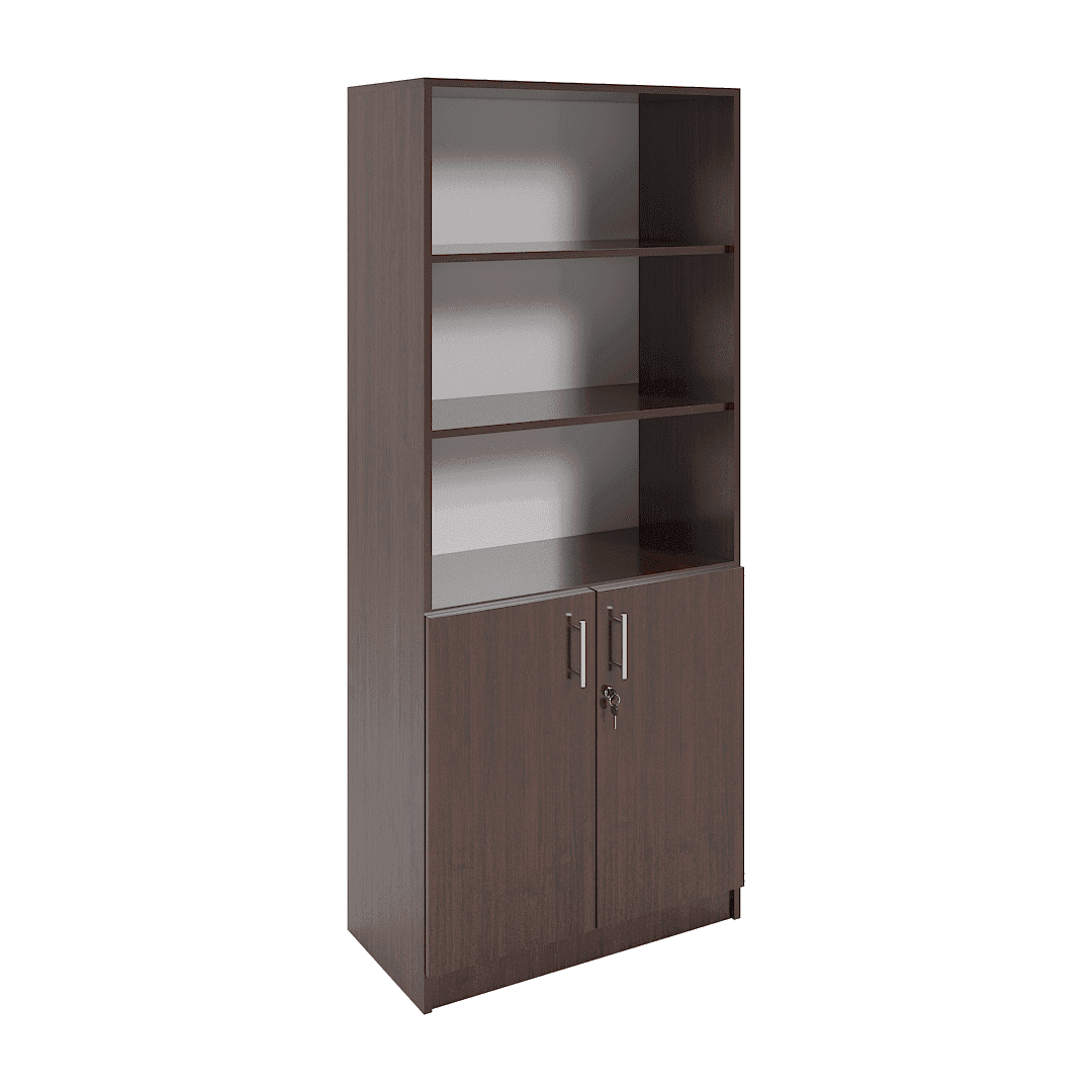 Dulap material didactic uși jos și polițe deschise 800x420x1900, Wenge