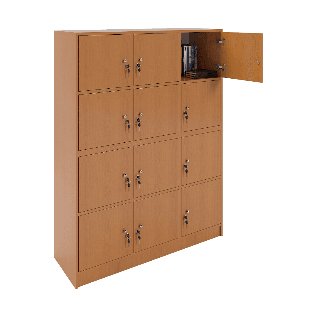 Dulap vestiar elevi 12 compartimente (3x4) 1200x420x1600, Cireș - imaginea 2