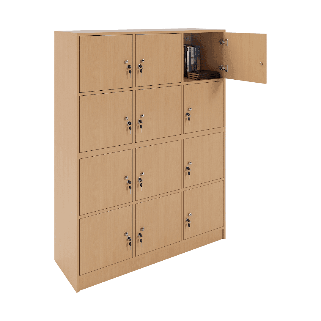 Dulap vestiar elevi 12 compartimente (3x4) 1200x420x1600, Fag - imaginea 2