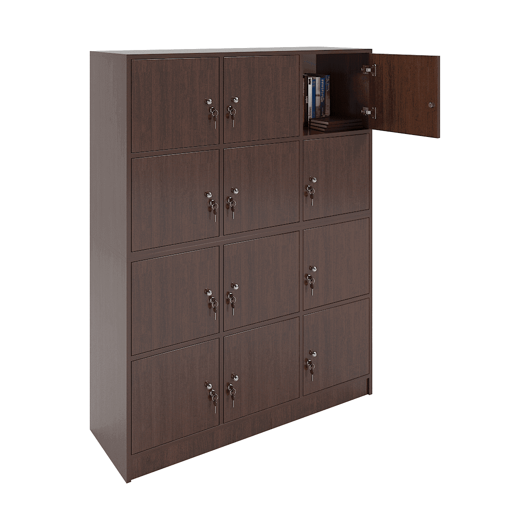 Dulap vestiar elevi 12 compartimente (3x4) 1200x420x1600, Wenge - imaginea 2
