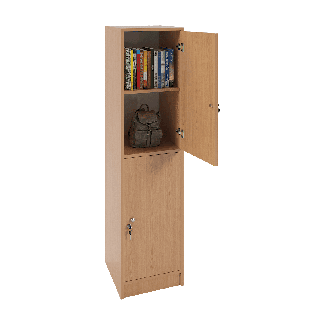 Dulap vestiar elevi 2 casete (1x2) 400x420x1600, Stejar - imaginea 2