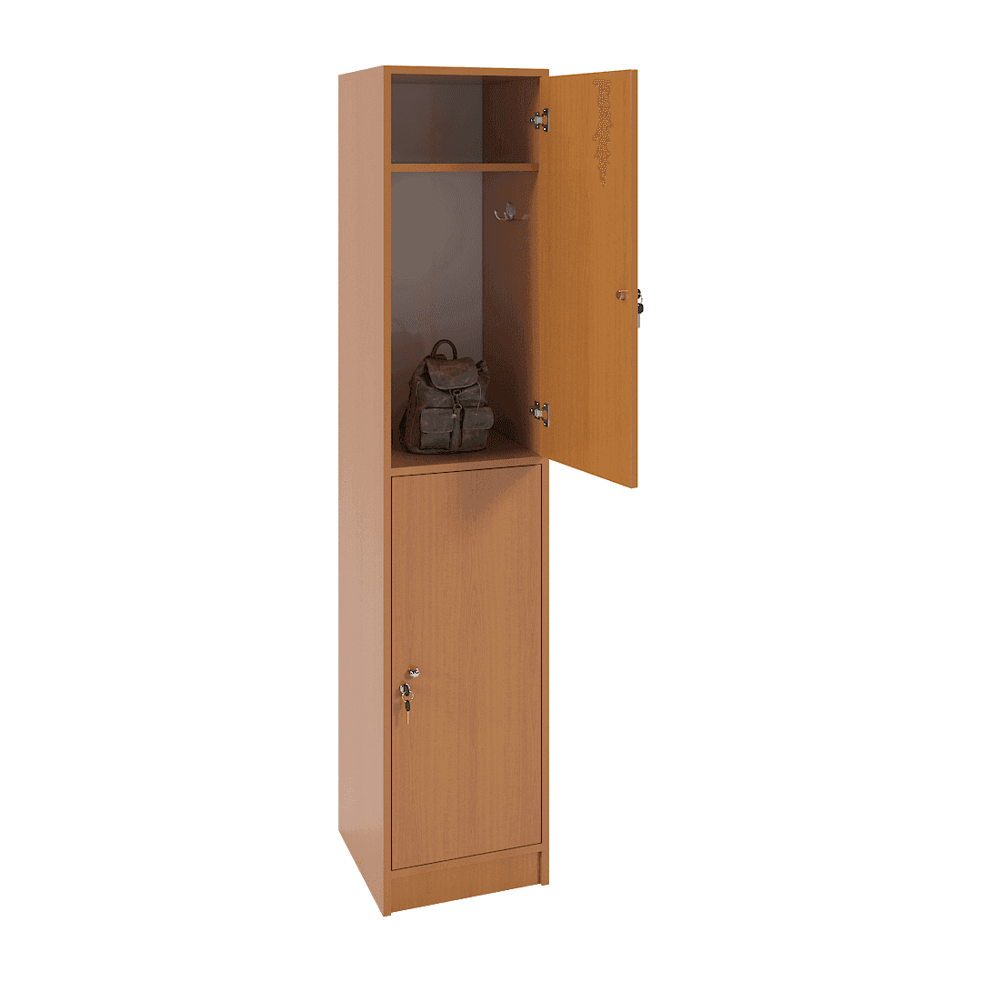 Dulap vestiar elevi 2 casete (1x2) 400x420x1900, Cireș - imaginea 2