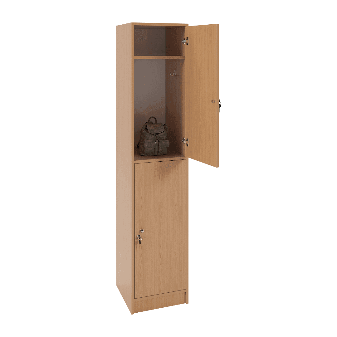 Dulap vestiar elevi 2 casete (1x2) 400x420x1900, Stejar - imaginea 2
