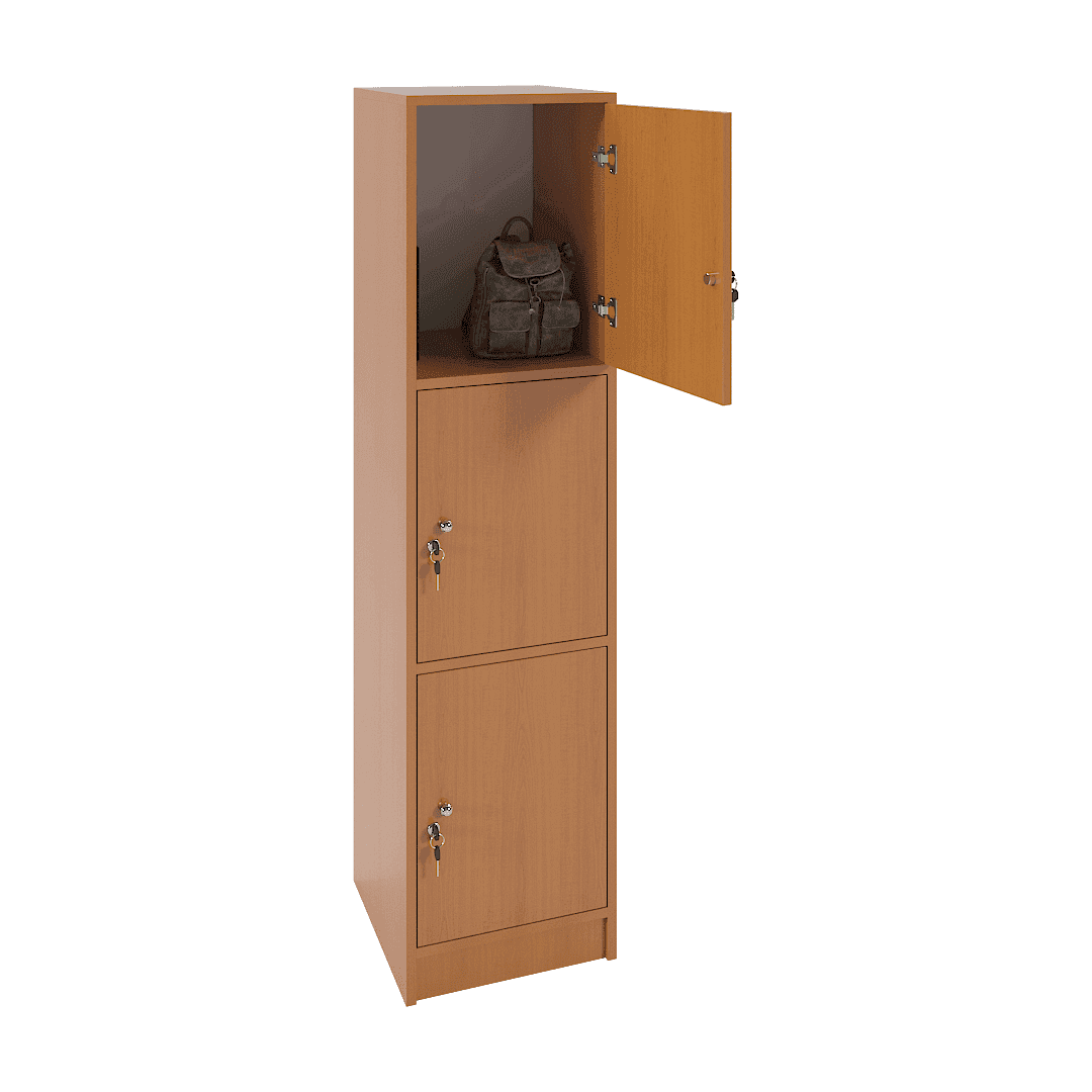 Dulap vestiar elevi 3 casete (1x3) 400x420x1600, Cireș - imaginea 2