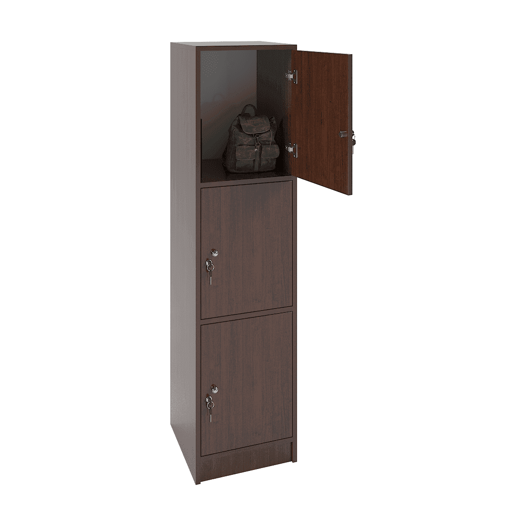 Dulap vestiar elevi 3 casete (1x3) 400x420x1600, Wenge - imaginea 2