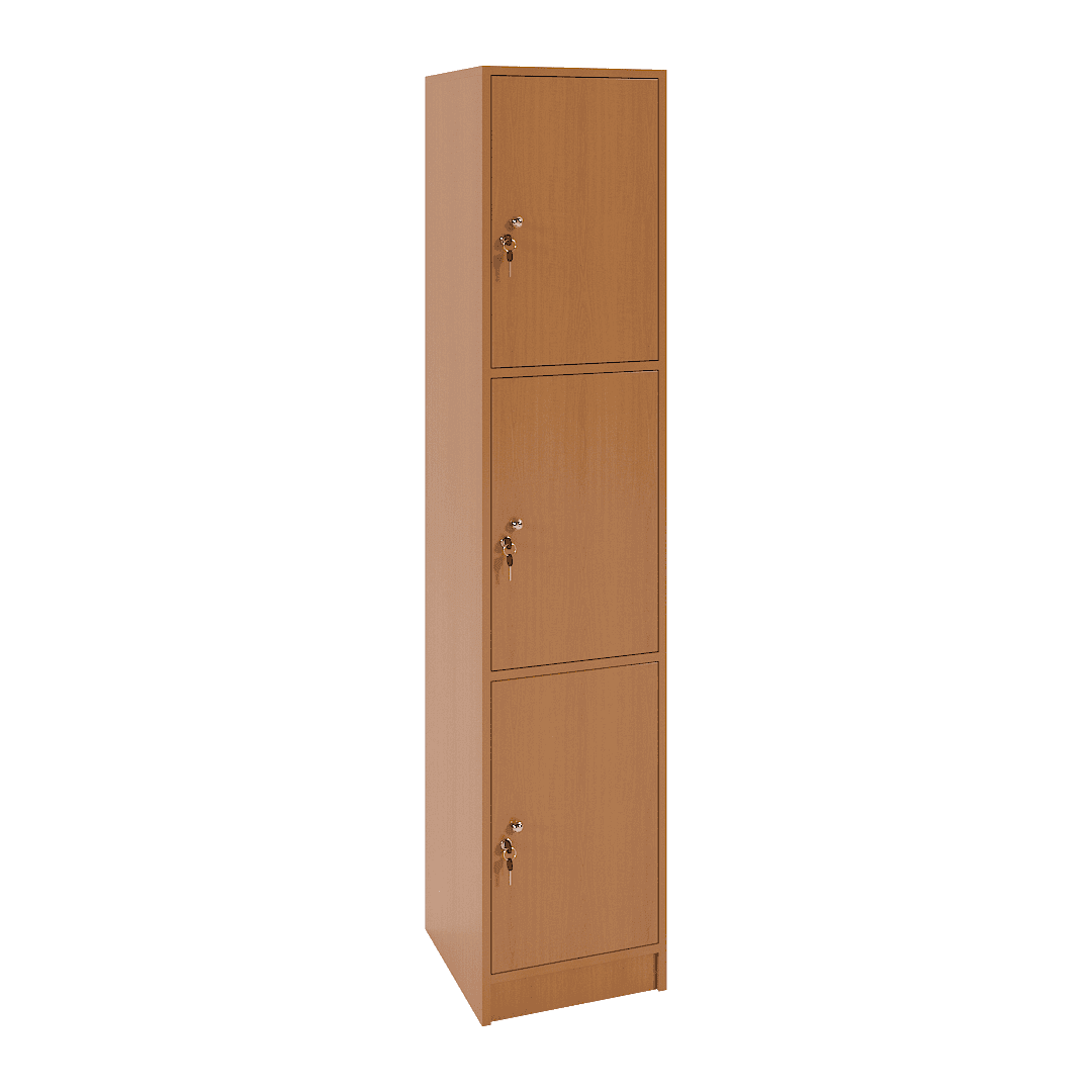 Dulap vestiar elevi 3 casete (1x3) 400x420x1900, Cireș