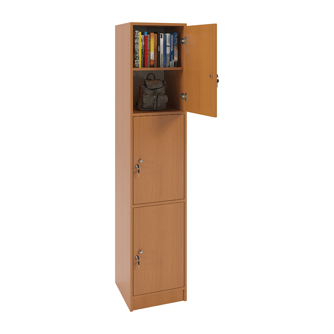 Dulap vestiar elevi 3 casete (1x3) 400x420x1900, Cireș - imaginea 2