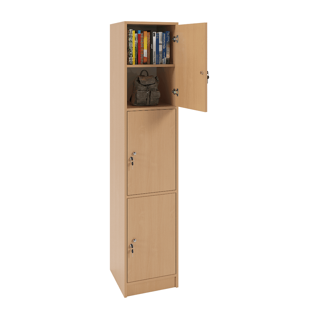 Dulap vestiar elevi 3 casete (1x3) 400x420x1900, Fag - imaginea 2