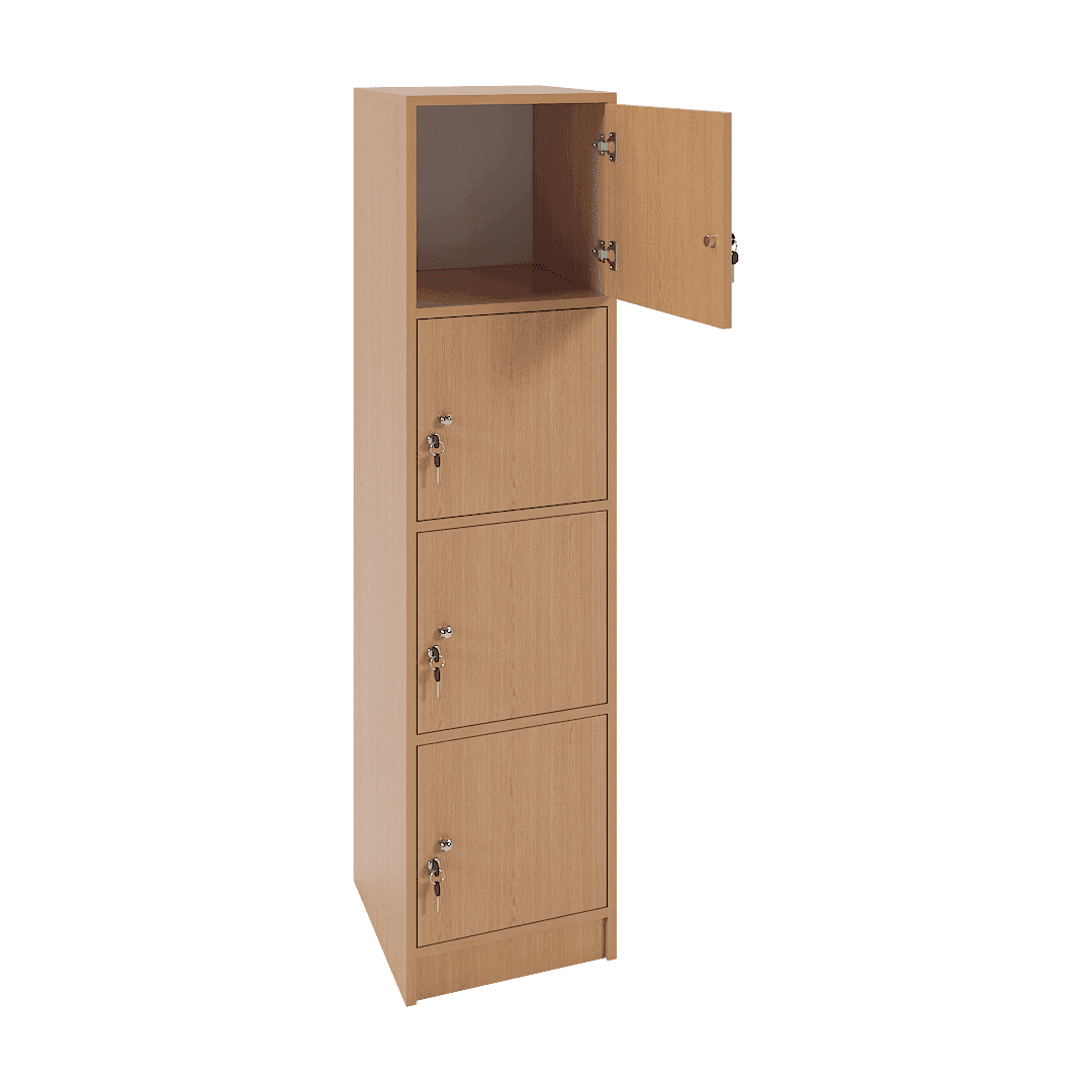 Dulap vestiar elevi 4 casete (1x4) 400x420x1600, Stejar - imaginea 2