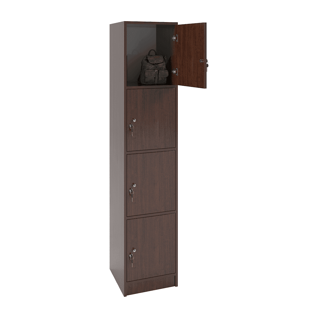 Dulap vestiar elevi 4 casete (1x4) 400x420x1900, Wenge - imaginea 2