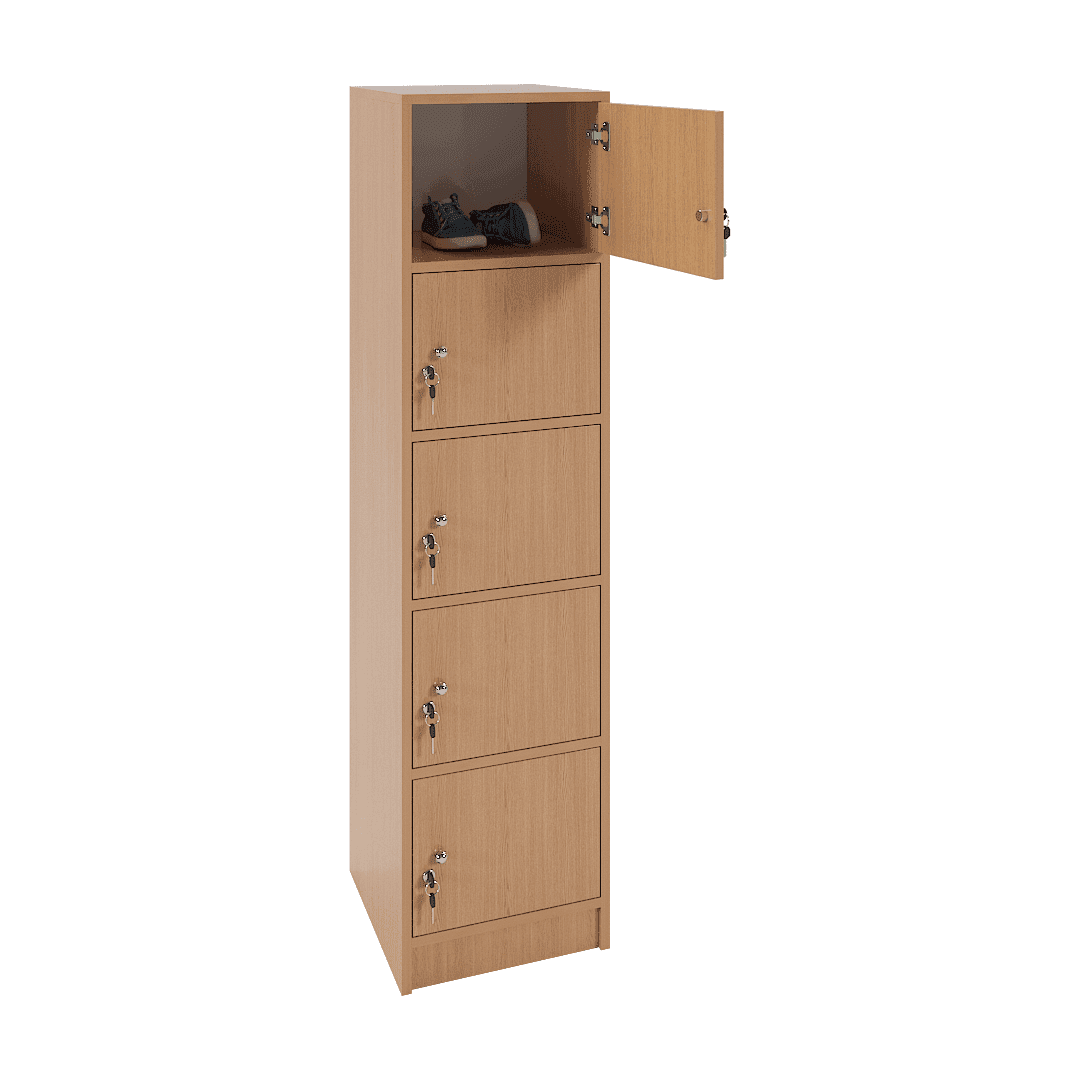 Dulap vestiar elevi 5 casete (1x5) 400x420x1600, Stejar - imaginea 2