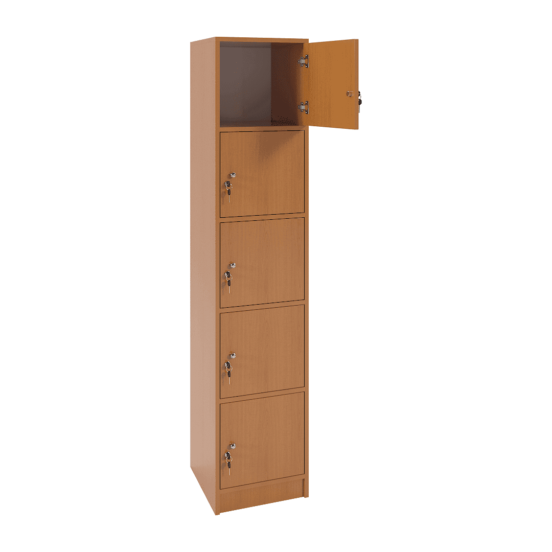 Dulap vestiar elevi 5 casete (1x5) 400x420x1900, Cireș - imaginea 2