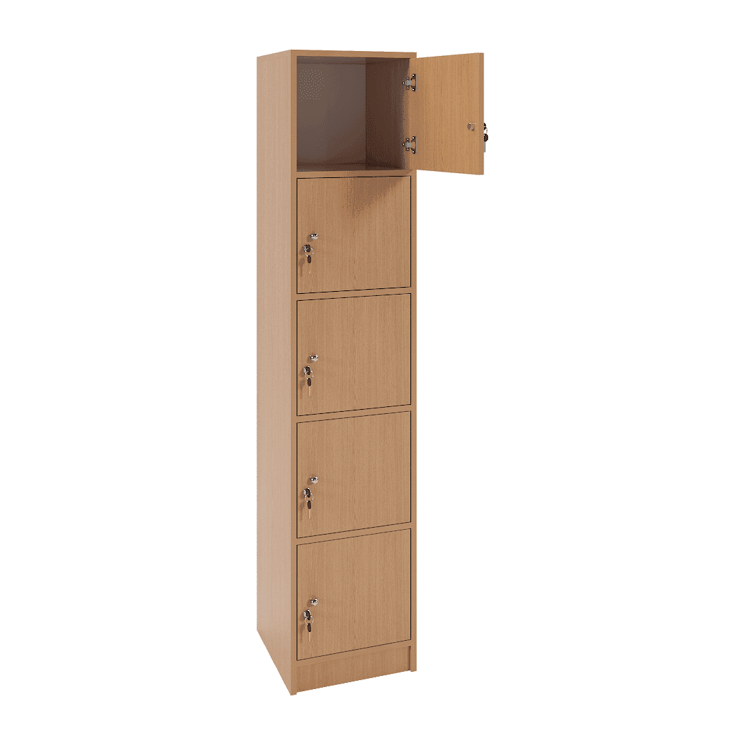 Dulap vestiar elevi 5 casete (1x5) 400x420x1900, Stejar - imaginea 2