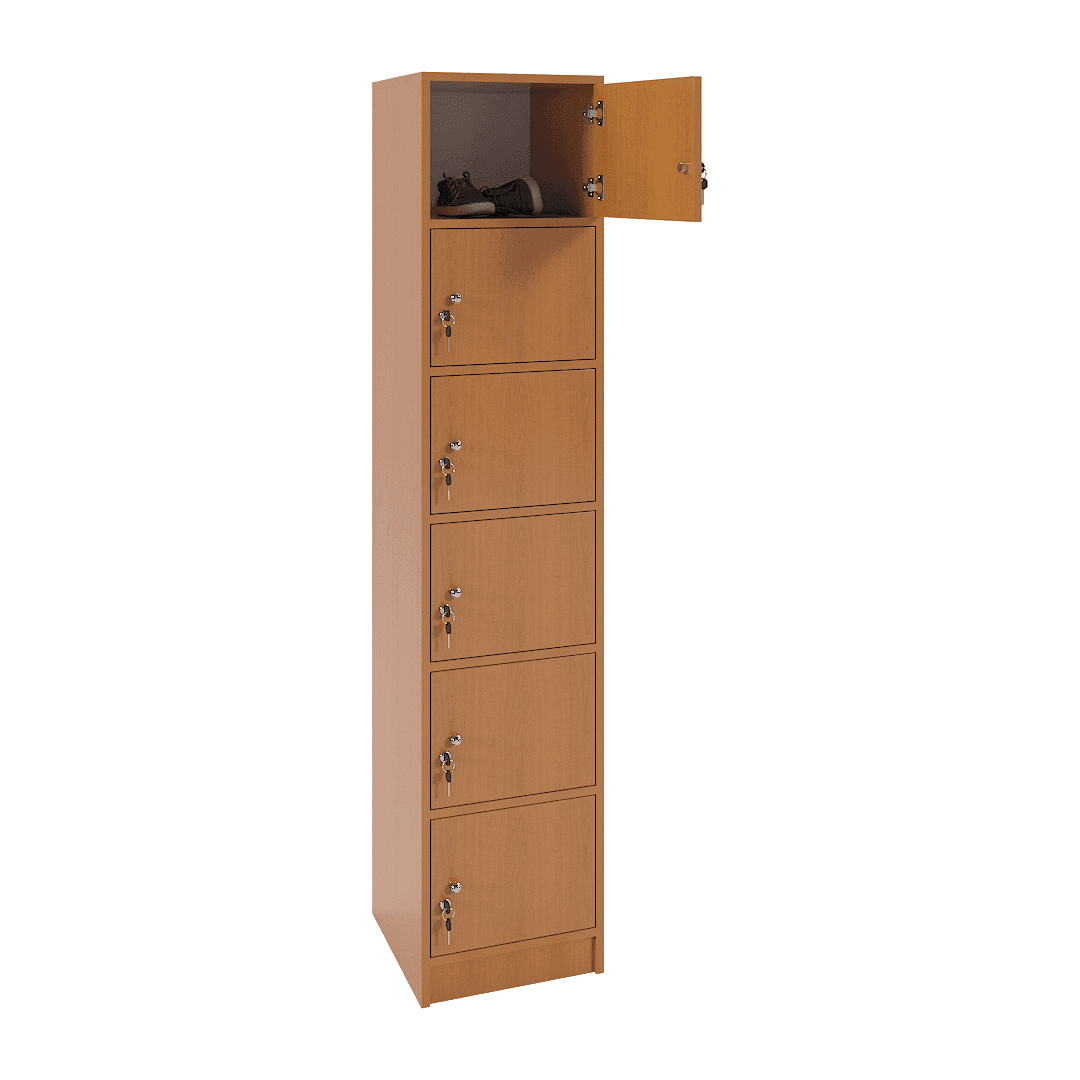 Dulap vestiar elevi 6 casete (1x6) 400x420x1900, Cireș - imaginea 2